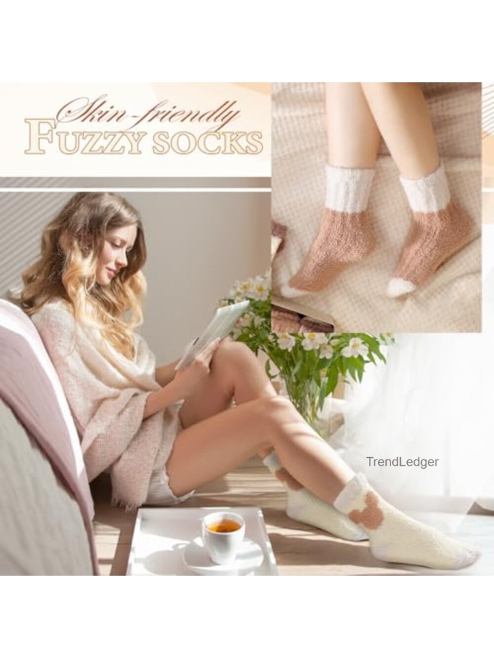 Fuzzy Slipper Socks for Women Cozy Microfiber Winter 5 Pairs - Picture 3 of 6